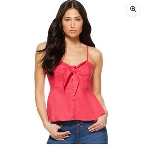 Knot Front Peplum top in Azalea